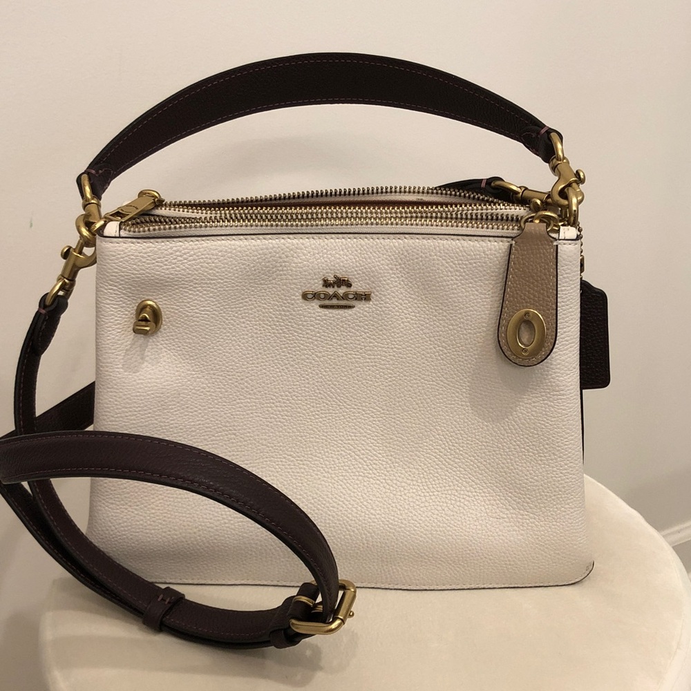 Coach Cream and Brown Crossbody Bag